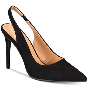 Material Girl Darcie Womens Faux Suede Pointed Toe Slingback Heels